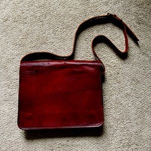 Brown leather work satchel